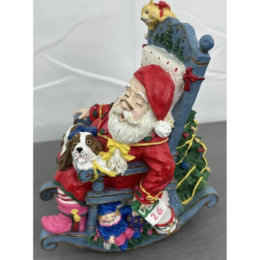Rocking Chair Musical Wind Up Sleeping Santa Ceramic Rocker Christmas Music Box‎